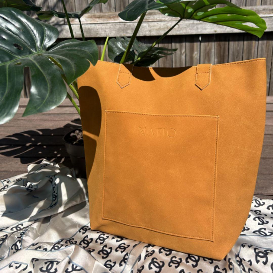 Natio Premium Brown Synthetic Suede Shoulder Bag