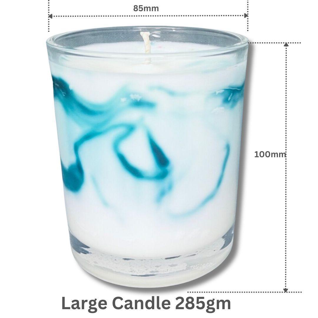 Handmade scented Marble Soy Candle Vanilla Caramel Teal - Cosmetics Fragrance Direct-