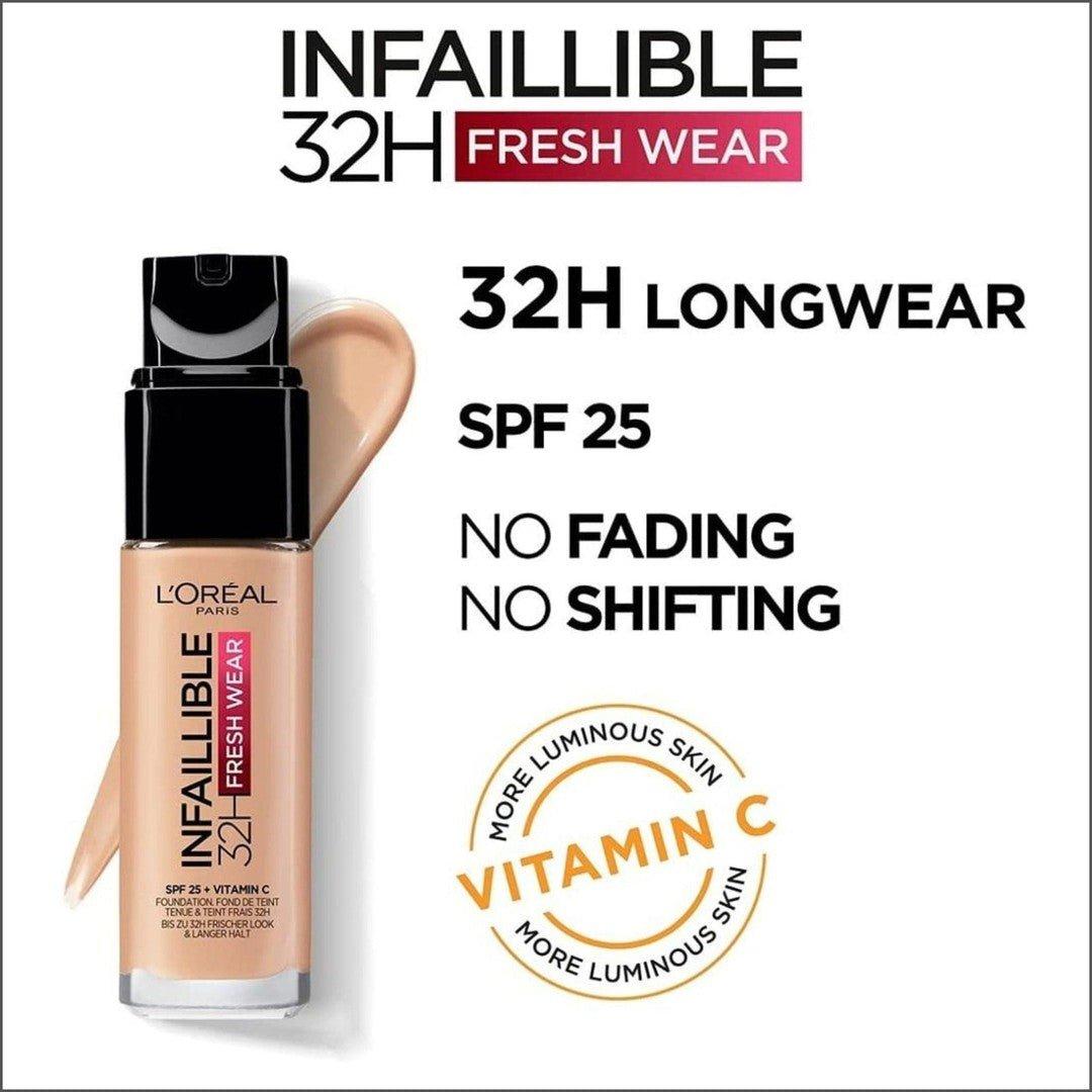 L'Oréal Infaillible 32hr Fresh Wear Foundation - 145 Rose Beige - Cosmetics Fragrance Direct-3600523614431
