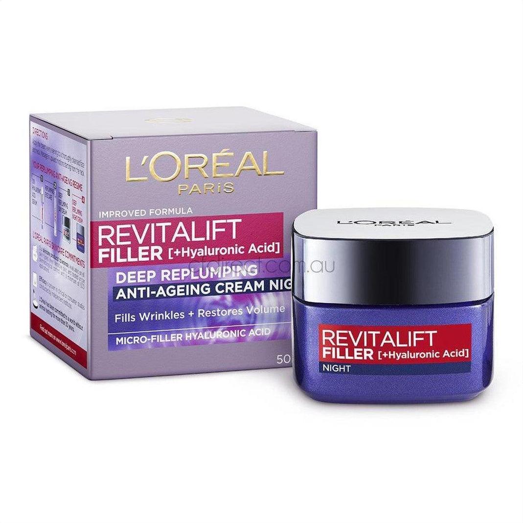 L'Oréal Revitalift Filler Intensive Replumping Night Cream 50ml - Cosmetics Fragrance Direct-3600523201396
