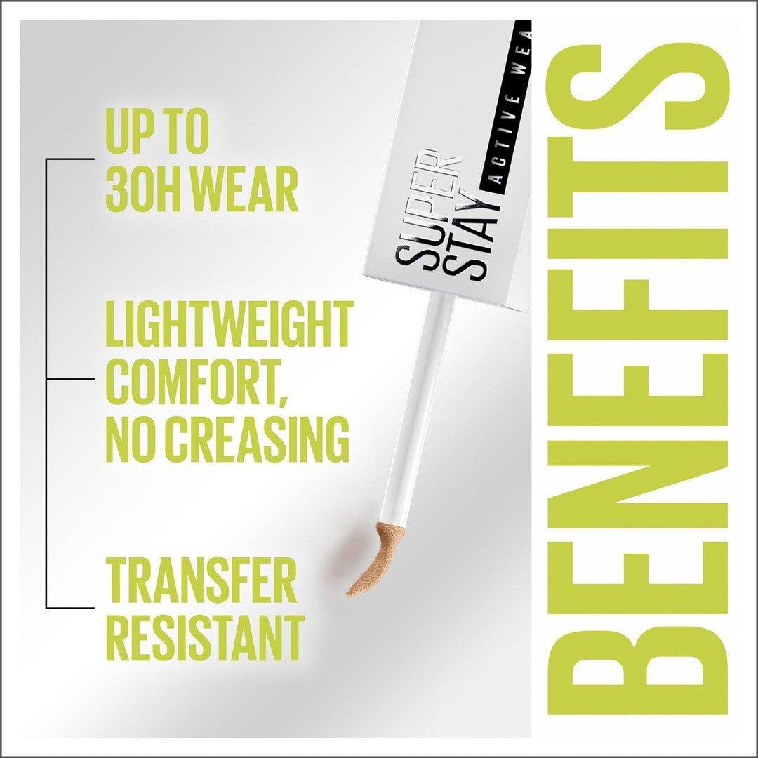 Maybelline Superstay Active Wear 30h Longwear Concealer - 20 Sand - Cosmetics Fragrance Direct-3600531647964