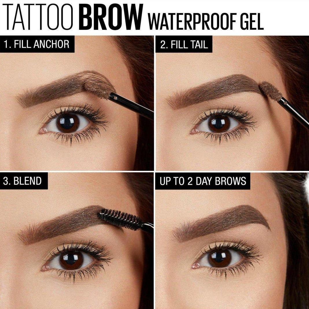Maybelline Tattoo Studio Waterproof Brow Gel Medium Brown 6.8 mL - Cosmetics Fragrance Direct-041554545005