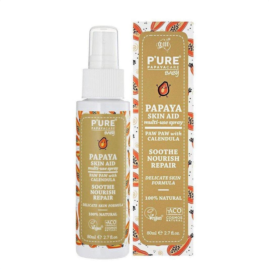 P'ure Papayacare Baby Papaya Skin Aid Multi Use Spray 80ml - Cosmetics Fragrance Direct-9322316008503