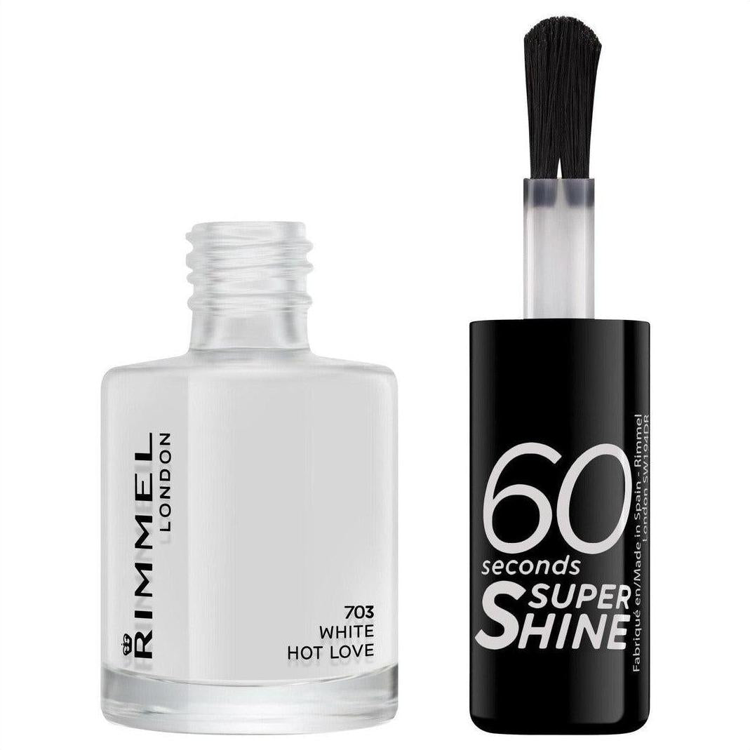 Rimmel 60 Second Super Shine Nail Polish - 703 White Hot Love - Cosmetics Fragrance Direct-42853172