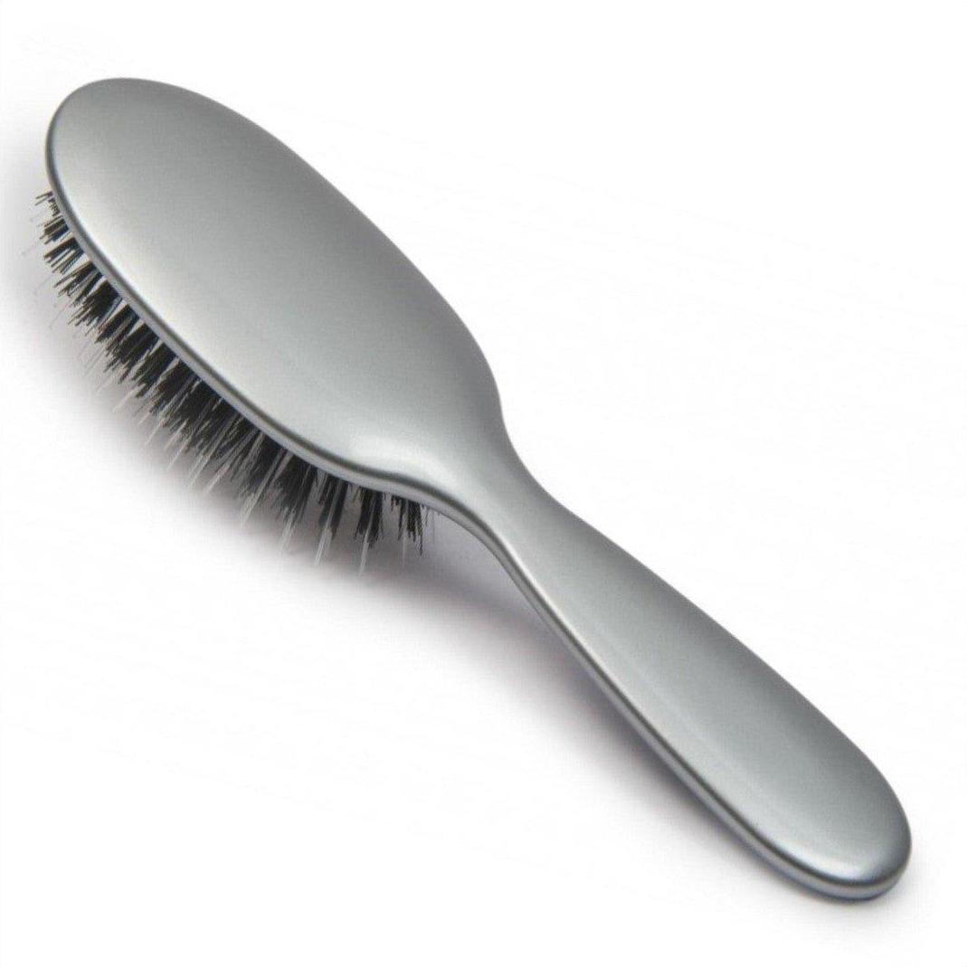 Rock & Ruddle Big Metallic Silver Boar Bristle Hair Brush - Cosmetics Fragrance Direct-5060342152534