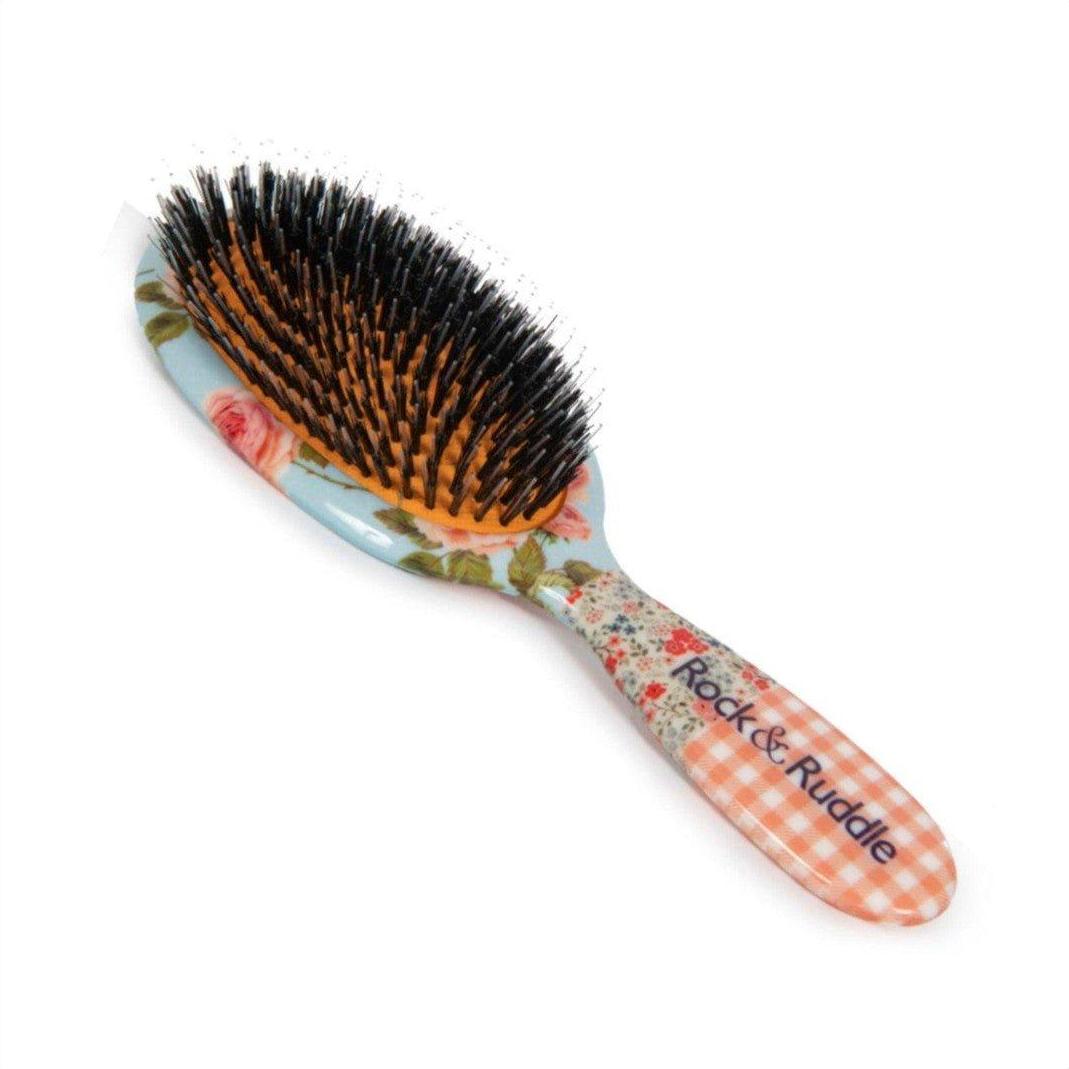 Rock & Ruddle Small Pink Gingham Boar Bristle Hair Brush - Cosmetics Fragrance Direct-5060342154637