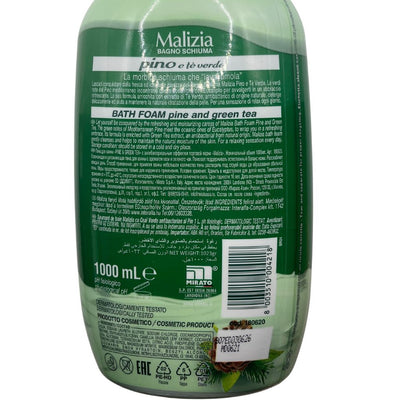 Malizia Bath Foam Pine and Green Tea with Antibacterial 1 Litre back