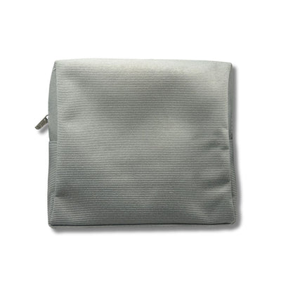 Natio Spacious Light Gray-Green Striped Velour Cosmetic Bag – Elegant & Functional