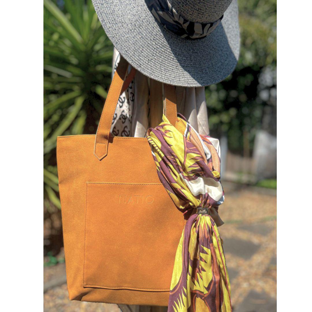 Natio Premium Brown Synthetic Suede Shoulder Bag