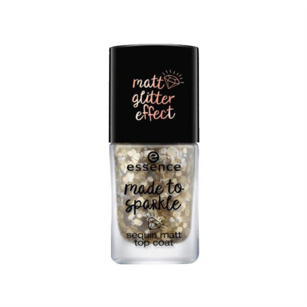 Essence Made To Sparkle Nail Polish Sequin Matte Top Coat- 01 Pour Some Glitter On Me! 11ml - Cosmetics Fragrance Direct-4251232272505