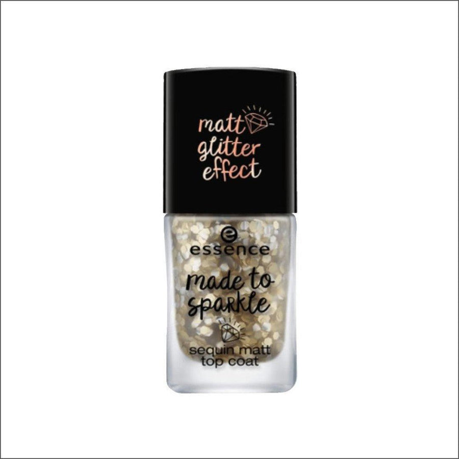 Essence Made To Sparkle Nail Polish Sequin Matte Top Coat- 01 Pour Some Glitter On Me! 11ml - Cosmetics Fragrance Direct-4251232272505