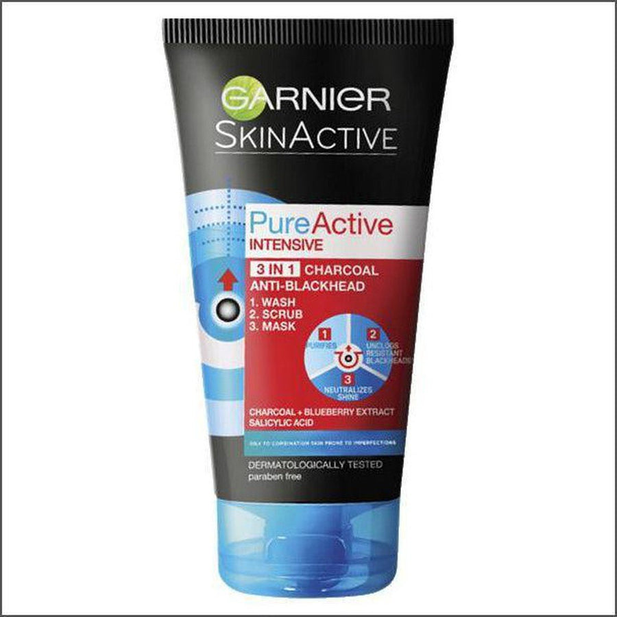 Garnier Pure Active Charcoal 3 in 1 Wash 150ml - Cosmetics Fragrance Direct-20501556