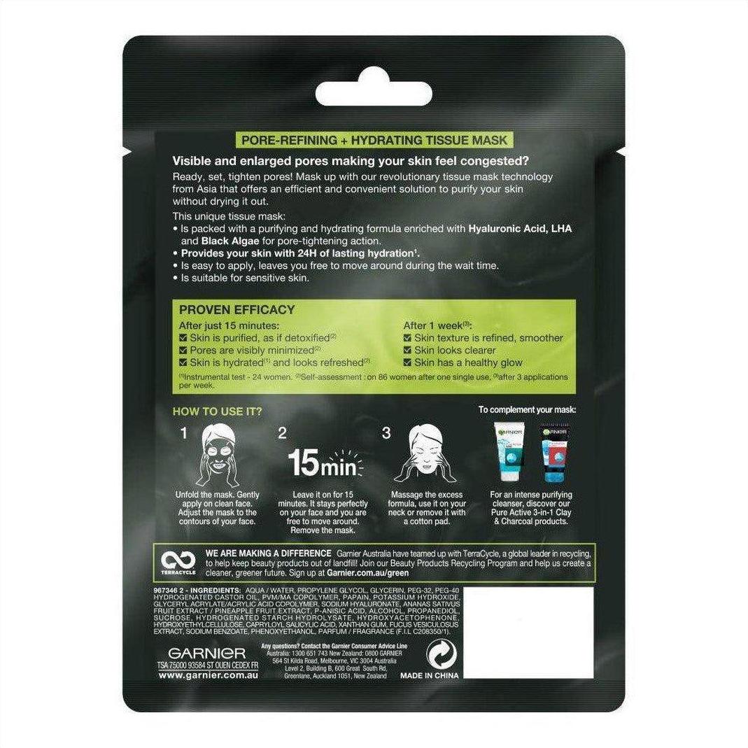 Garnier SkinActive Pure Charcoal Tissue Face Mask Black Algae - Cosmetics Fragrance Direct-6923700950977