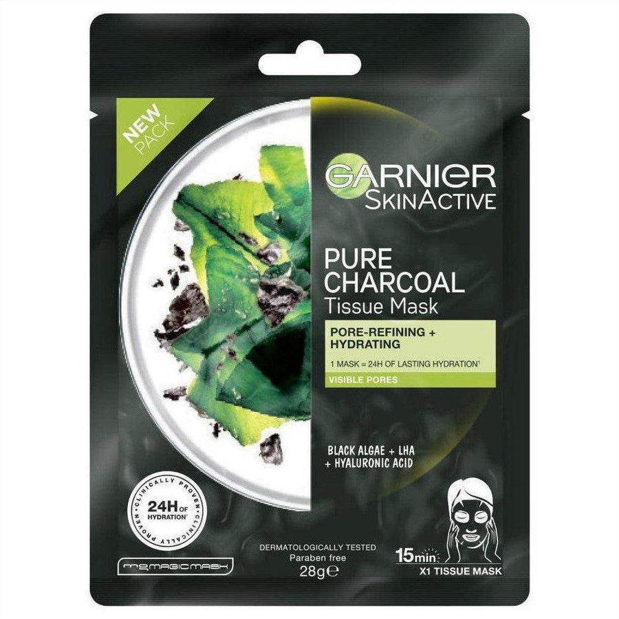 Garnier SkinActive Pure Charcoal Tissue Face Mask Black Algae - Cosmetics Fragrance Direct-6923700950977