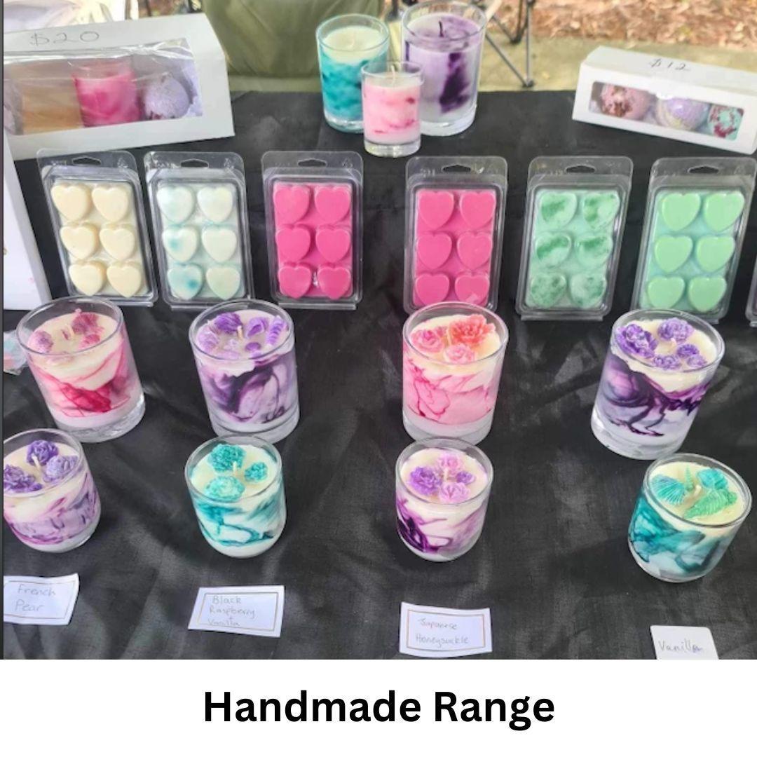 Handmade scented Marble Soy Candle Vanilla Caramel Pink