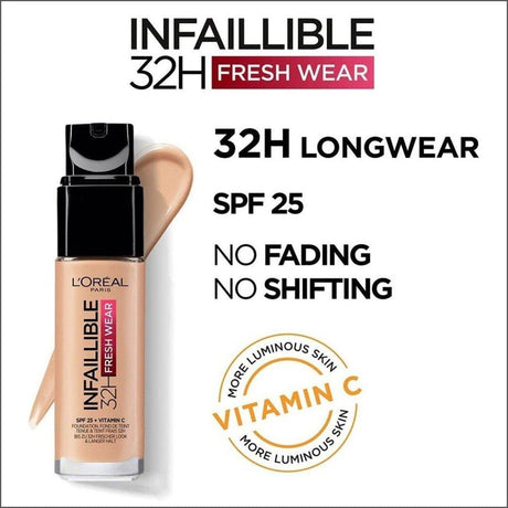 L'Oréal Infaillible 32hr Fresh Wear Foundation - 120 Golden Vanilla - Cosmetics Fragrance Direct-3600523614455