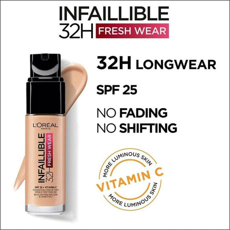 L'Oréal Infaillible 32hr Fresh Wear Foundation - 145 Rose Beige - Cosmetics Fragrance Direct-3600523614431