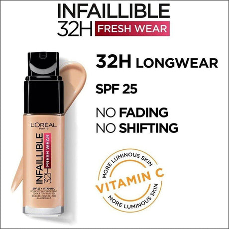 L'Oréal Infaillible 32hr Fresh Wear Foundation - 300 Amber - Cosmetics Fragrance Direct-3600523614523