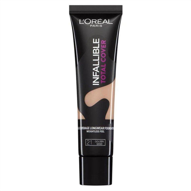L'Oréal Infallible Total Cover Foundation - 21 Golden Sand - Cosmetics Fragrance Direct-3600523339136