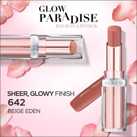 L'Oréal Paris Color Riche Glow Paradise Balm In Lipstick 642 Beige Eden - Cosmetics Fragrance Direct-3600523465231