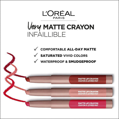 L'Oréal Paris Infaillible Matte Lip Crayon 104 Tres Sweet - Cosmetics Fragrance Direct-