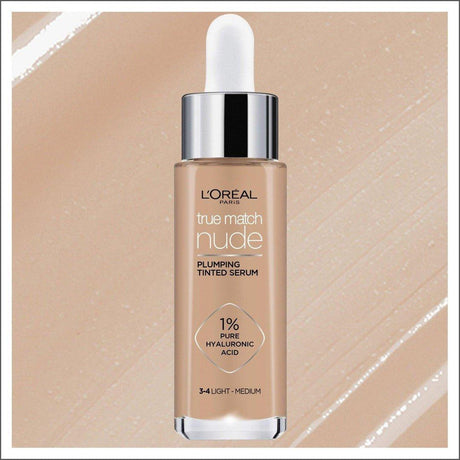 L'Oréal Paris True Match Nude Plumping Tinted Serum 3-4 Light - Medium - Cosmetics Fragrance Direct-3600523989911