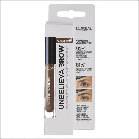 L'Oréal Paris Unbelievabrow Brow Gel 108 Dark Brunette - Cosmetics Fragrance Direct-3600523674626