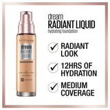 Maybelline Dream Radiant Liquid Hydrating Foundation - Porcelain Ivory 10 30 mL - Cosmetics Fragrance Direct-041554579079
