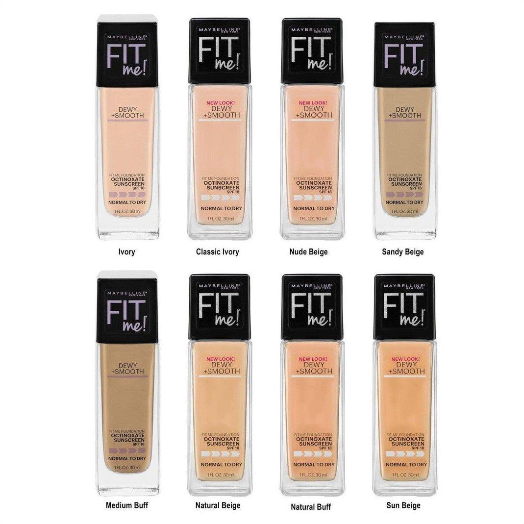 Maybelline Fit Me Dewy & Smooth Luminous Liquid Foundation - Sandy Beige 210 - Cosmetics Fragrance Direct-041554238709