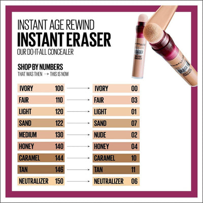 Maybelline Instant Age Rewind Eraser Multi-Use Concealer - 00 Ivory - Cosmetics Fragrance Direct-3600531465230