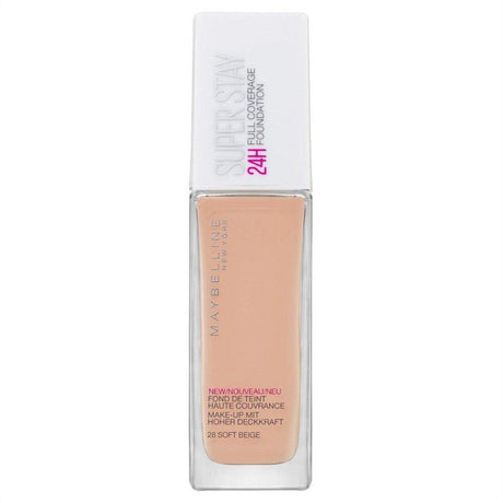 Maybelline SuperStay 24HR Full Coverage Liquid Foundation - Soft Beige 28 - Cosmetics Fragrance Direct-3600531401955