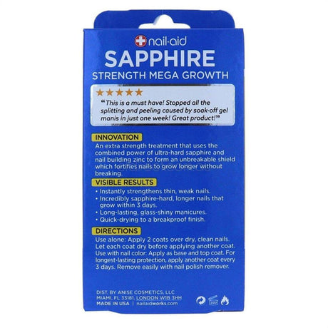Nail-Aid Sapphire Strength Mega Growth Extra Strong Nail Treatment 15ml - Cosmetics Fragrance Direct-839186088935