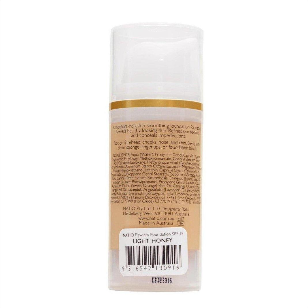 Natio Flawless Foundation SPF 15 Light Honey 30ml - Cosmetics Fragrance Direct-9316542130916