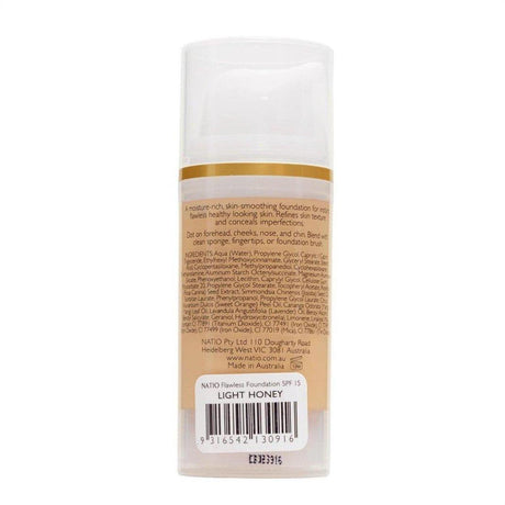 Natio Flawless Foundation SPF 15 Light Honey 30ml - Cosmetics Fragrance Direct-9316542130916
