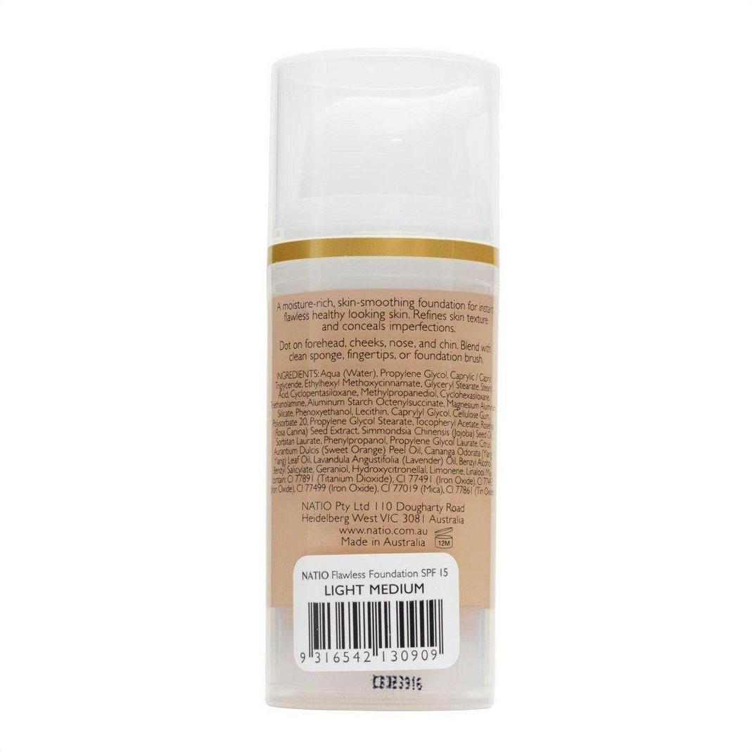 Natio Flawless Foundation SPF 15 Light Medium 30ml - Cosmetics Fragrance Direct-9316542130909