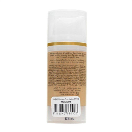 Natio Flawless Foundation SPF 15 Medium 30ml - Cosmetics Fragrance Direct-9316542130923