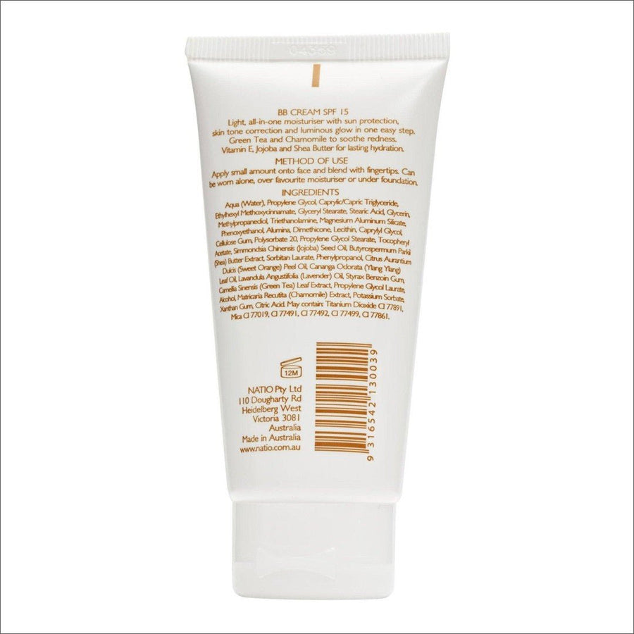 Natio Pure Mineral Skin Perfecting BB Cream SPF 15 Tan 50g - Cosmetics Fragrance Direct-9316542130039