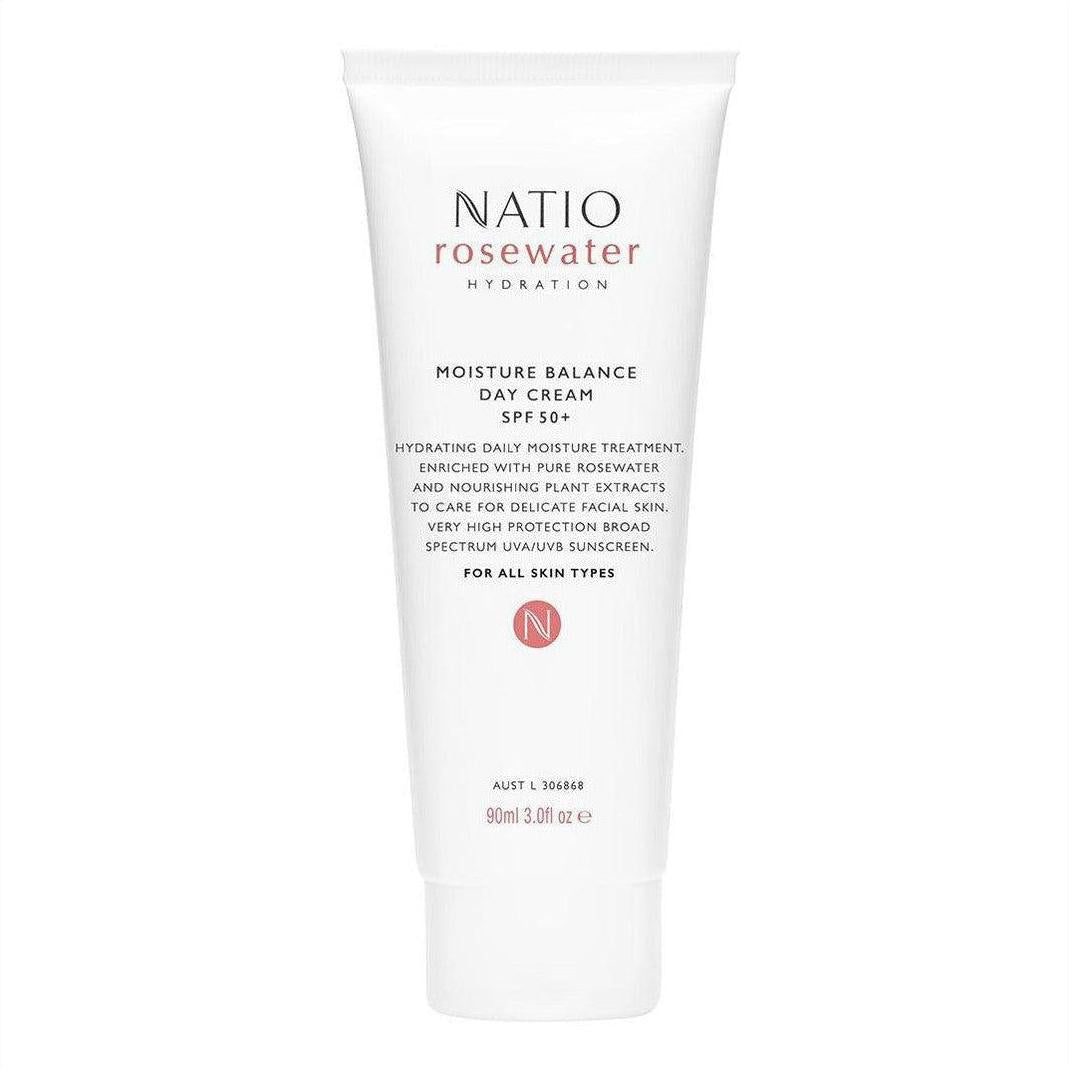 Natio Rosewater Hydration Moisture Balance Day Cream SPF 50+ 90ml - Cosmetics Fragrance Direct-9316542148485