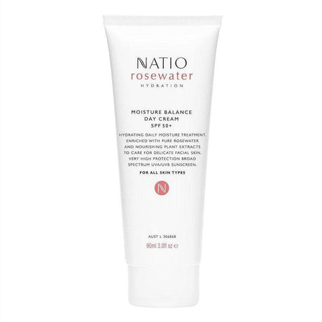 Natio Rosewater Hydration Moisture Balance Day Cream SPF 50+ 90ml - Cosmetics Fragrance Direct-9316542148485