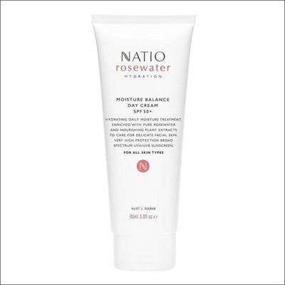 Natio Rosewater Hydration Moisture Balance Day Cream SPF 50+ 90ml - Cosmetics Fragrance Direct-9316542148485