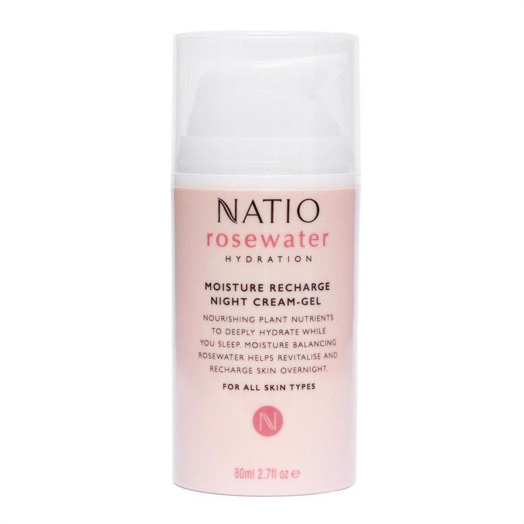 Natio Rosewater Hydration Moisture Recharge Night Cream-Gel 80ml - Cosmetics Fragrance Direct-9316542140151