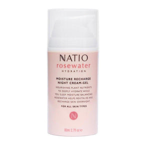 Natio Rosewater Hydration Moisture Recharge Night Cream-Gel 80ml - Cosmetics Fragrance Direct-9316542140151