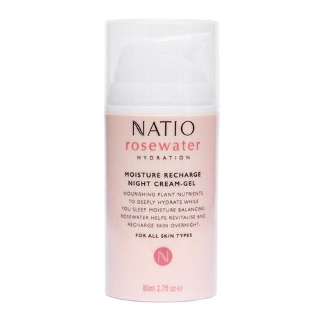 Natio Rosewater Hydration Moisture Recharge Night Cream-Gel 80ml - Cosmetics Fragrance Direct-9316542140151