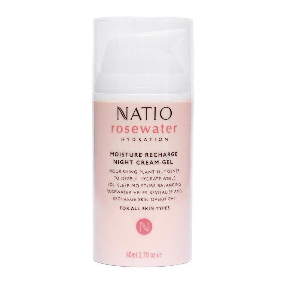Natio Rosewater Hydration Moisture Recharge Night Cream-Gel 80ml - Cosmetics Fragrance Direct-9316542140151