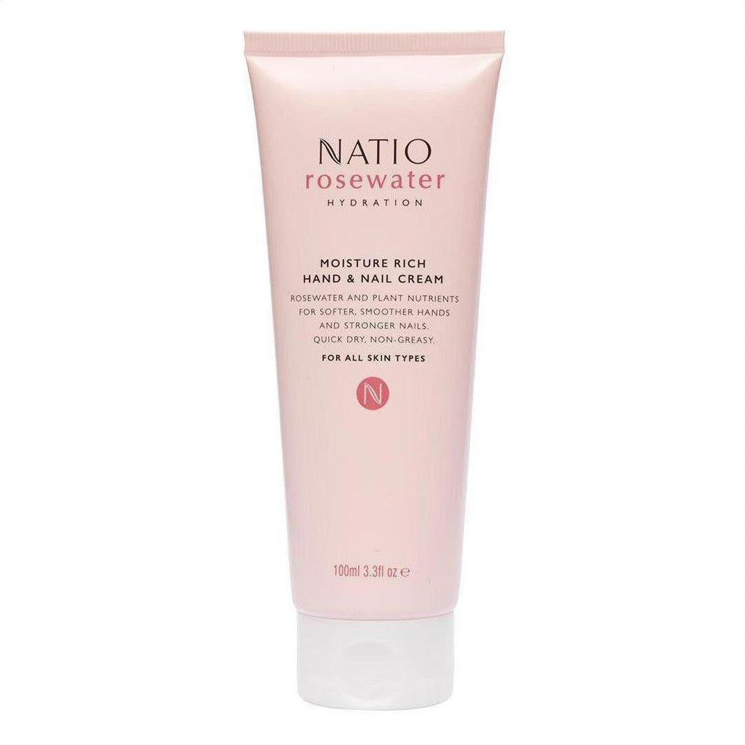 Natio Rosewater Hydration Moisture Rich Hand & Nail Cream 100ml - Cosmetics Fragrance Direct-9316542144692