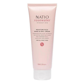 Natio Rosewater Hydration Moisture Rich Hand & Nail Cream 100ml - Cosmetics Fragrance Direct-9316542144692