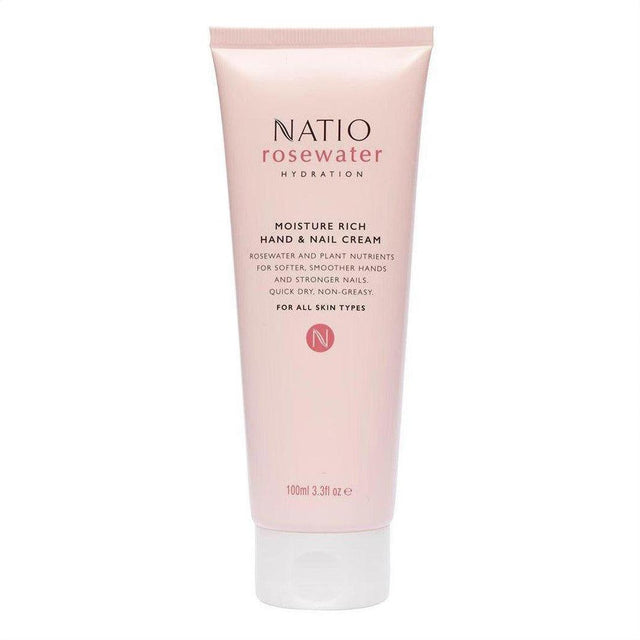 Natio Rosewater Hydration Moisture Rich Hand & Nail Cream 100ml - Cosmetics Fragrance Direct-9316542144692