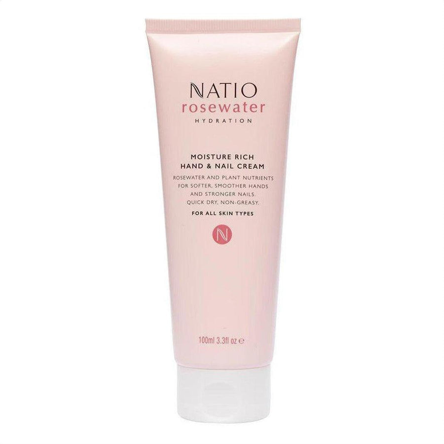 Natio Rosewater Hydration Moisture Rich Hand & Nail Cream 100ml - Cosmetics Fragrance Direct-9316542144692