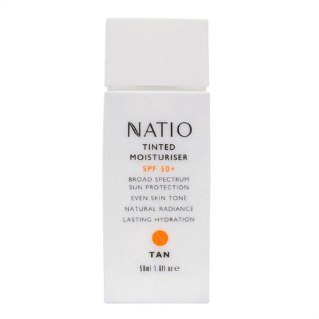 Natio Tinted Moisturiser SPF 50+ Tan 50ml - Cosmetics Fragrance Direct-9316542134426