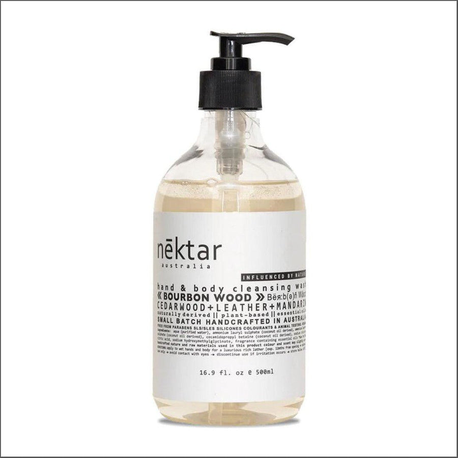 nēktar Bourbon Wood Hand & Body Cleansing Wash 500ml - Cosmetics Fragrance Direct-9351624004051
